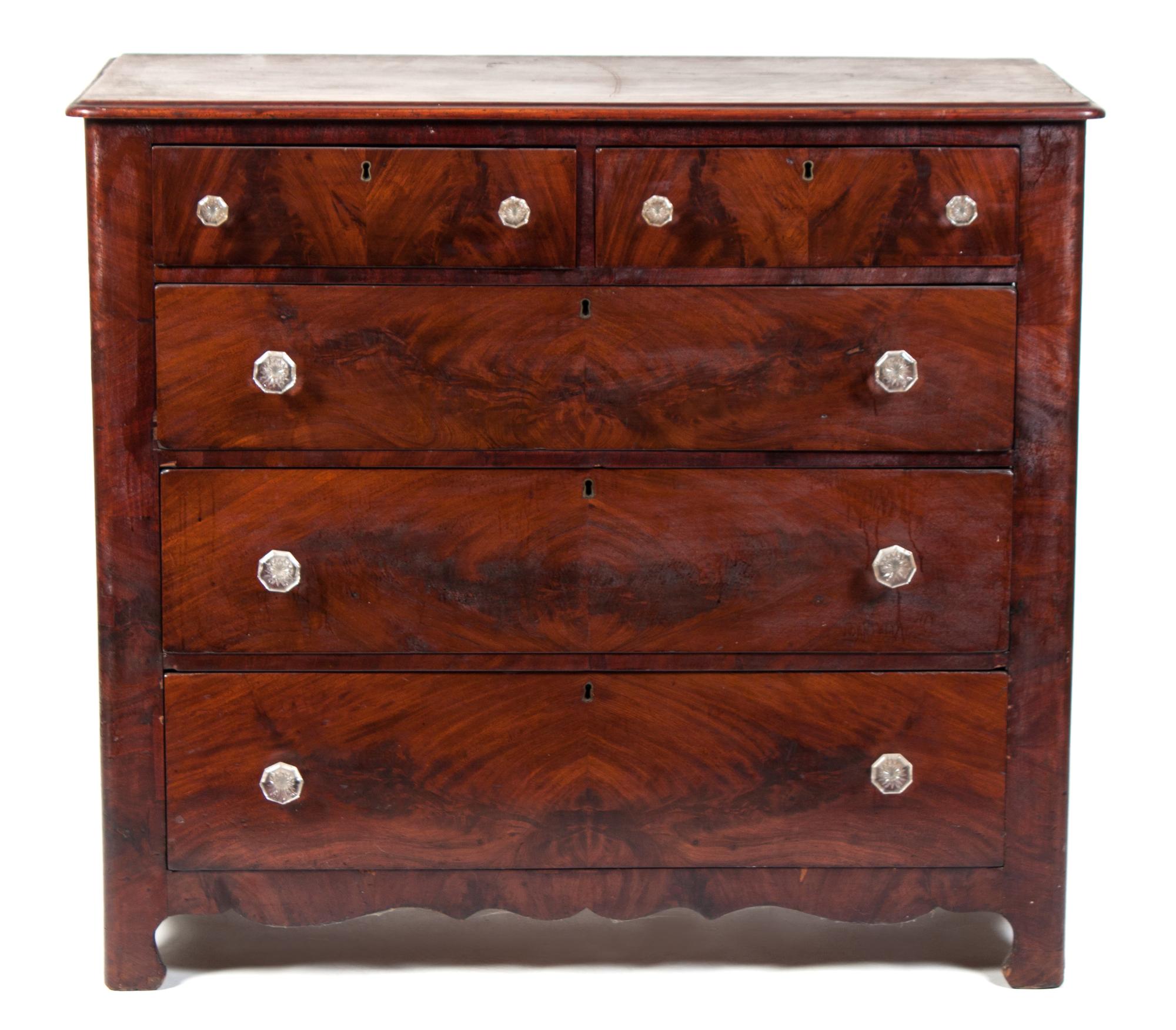 An American Mahogany Chest of Drawers Height 39 x width 43 x depth 19 inches. — LATE 19TH CENTURY