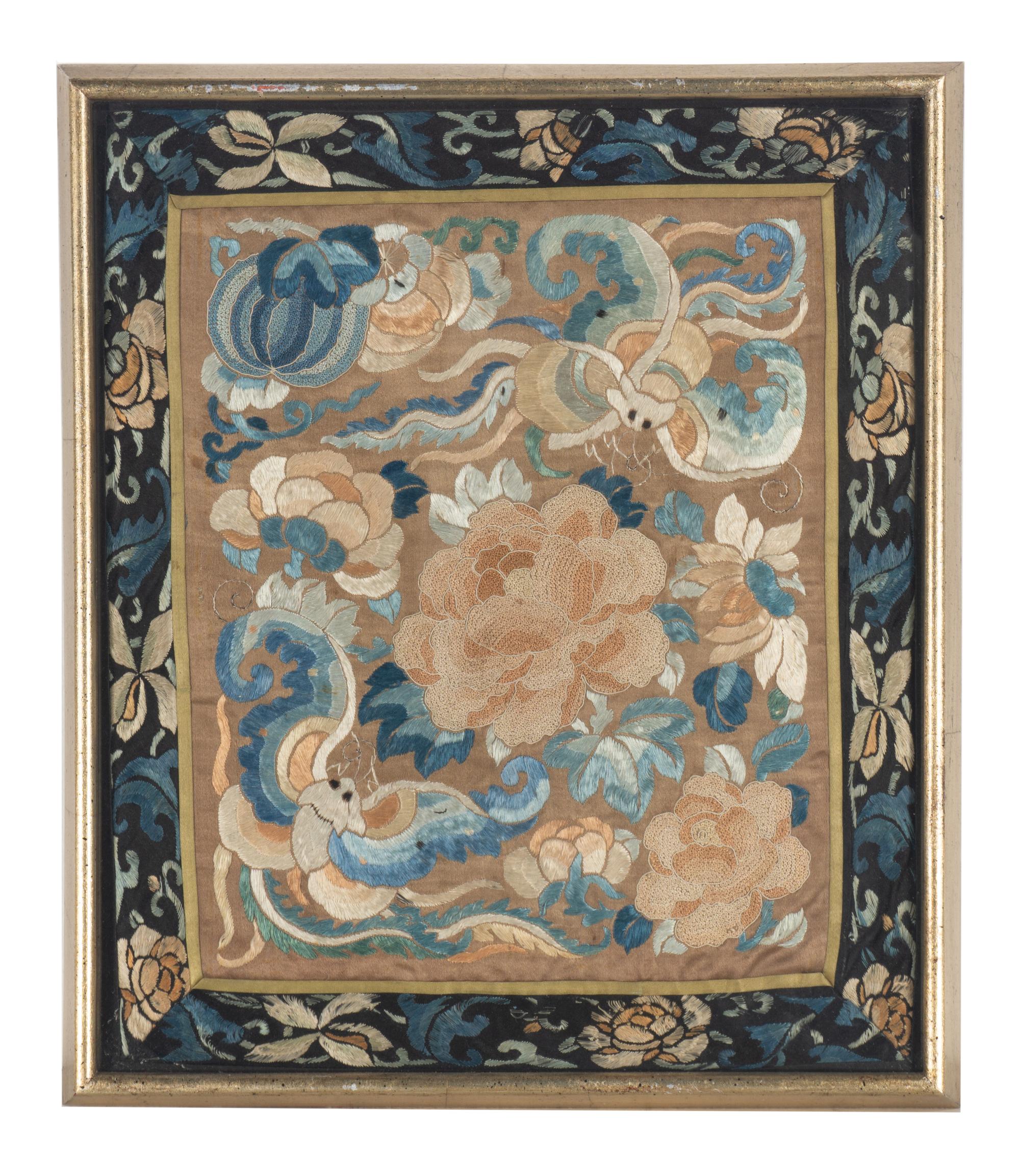 A Group of Chinese Embroidered Silk Panels
