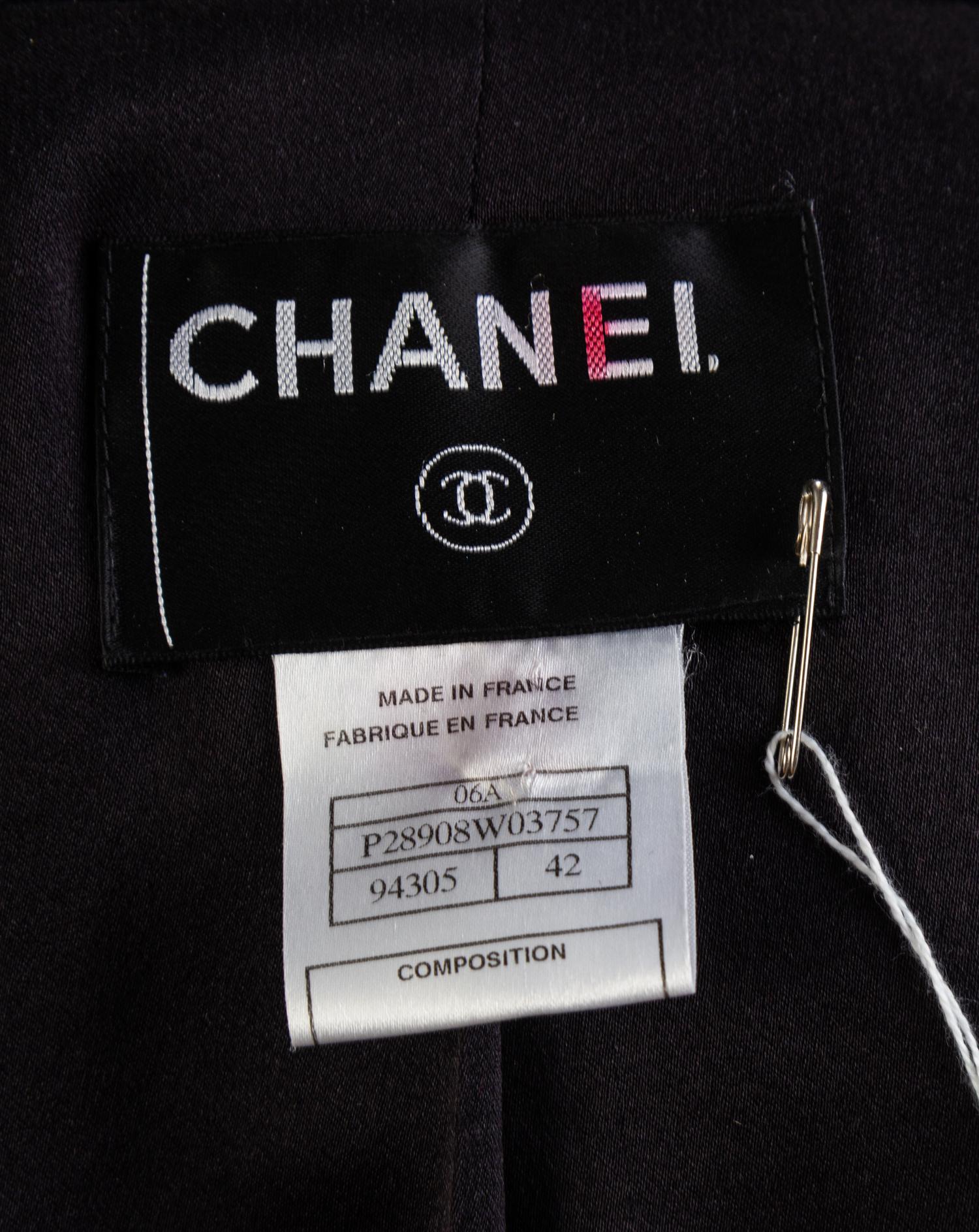 A Chanel Black Wool Tuxedo Jacket, Size 42.