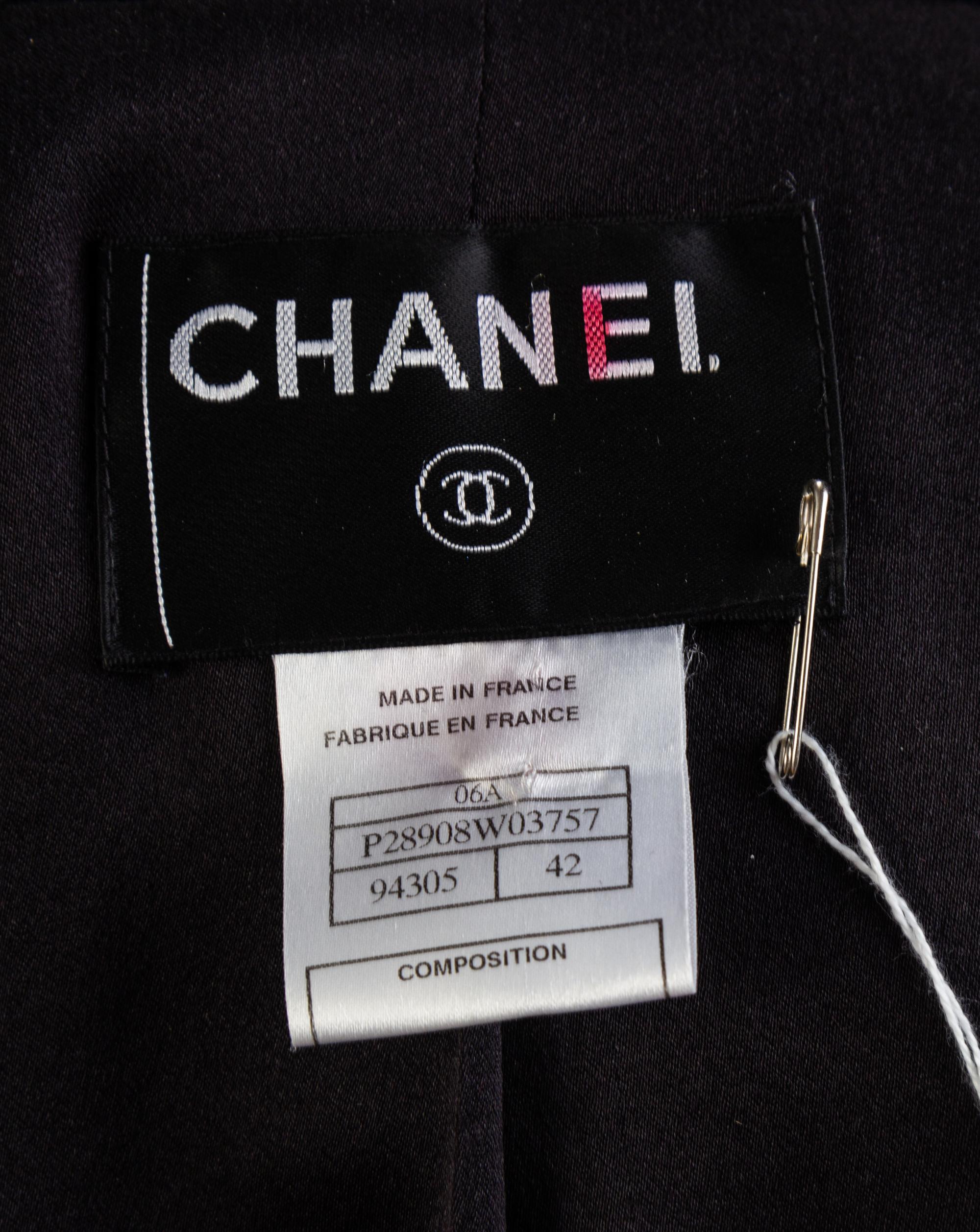 A Chanel Black Wool Tuxedo Jacket, Size 42.