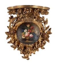 An Italian Painted and Carved Giltwood Wall Bracket