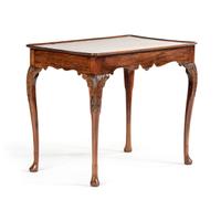 An Irish George III Carved Mahogany Dished Top Tea Table