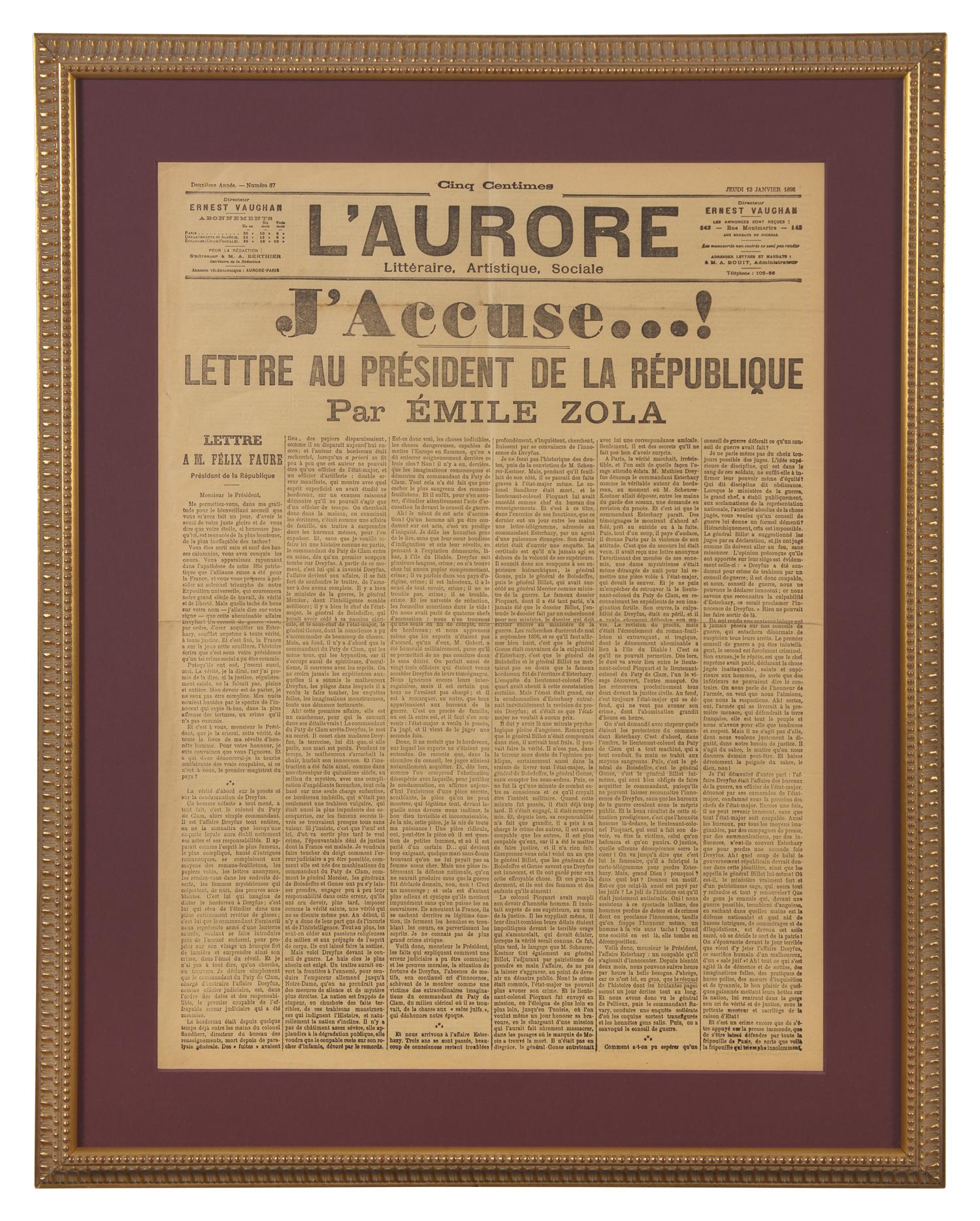 [Dreyfus Affair] [Zola, Emile] J'accuse...!