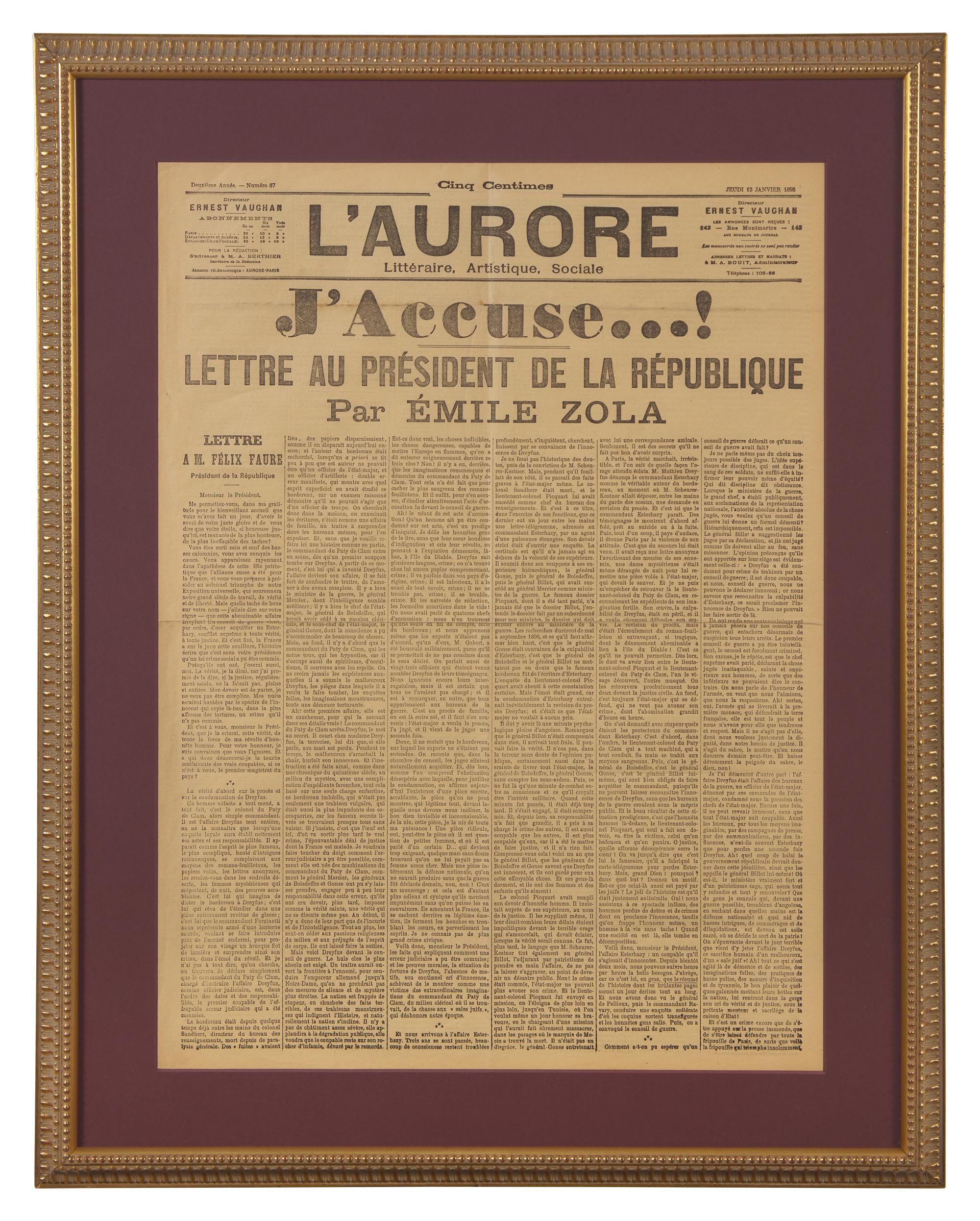 [Dreyfus Affair] [Zola, Emile] J'accuse...!