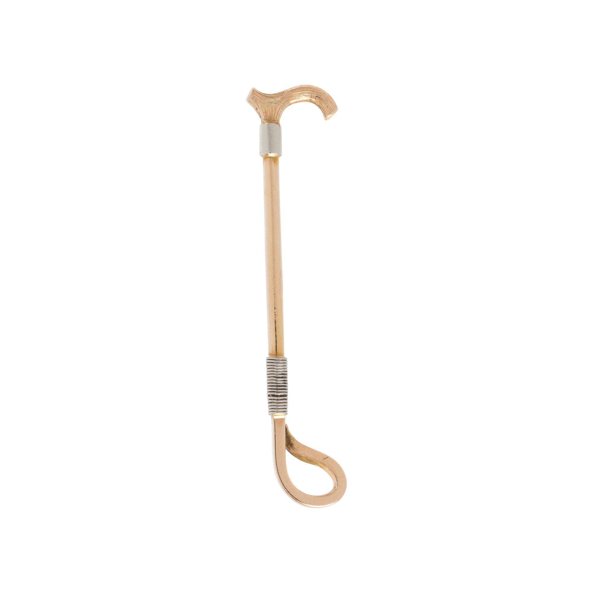 YELLOW GOLD RIDING CROP BROOCH