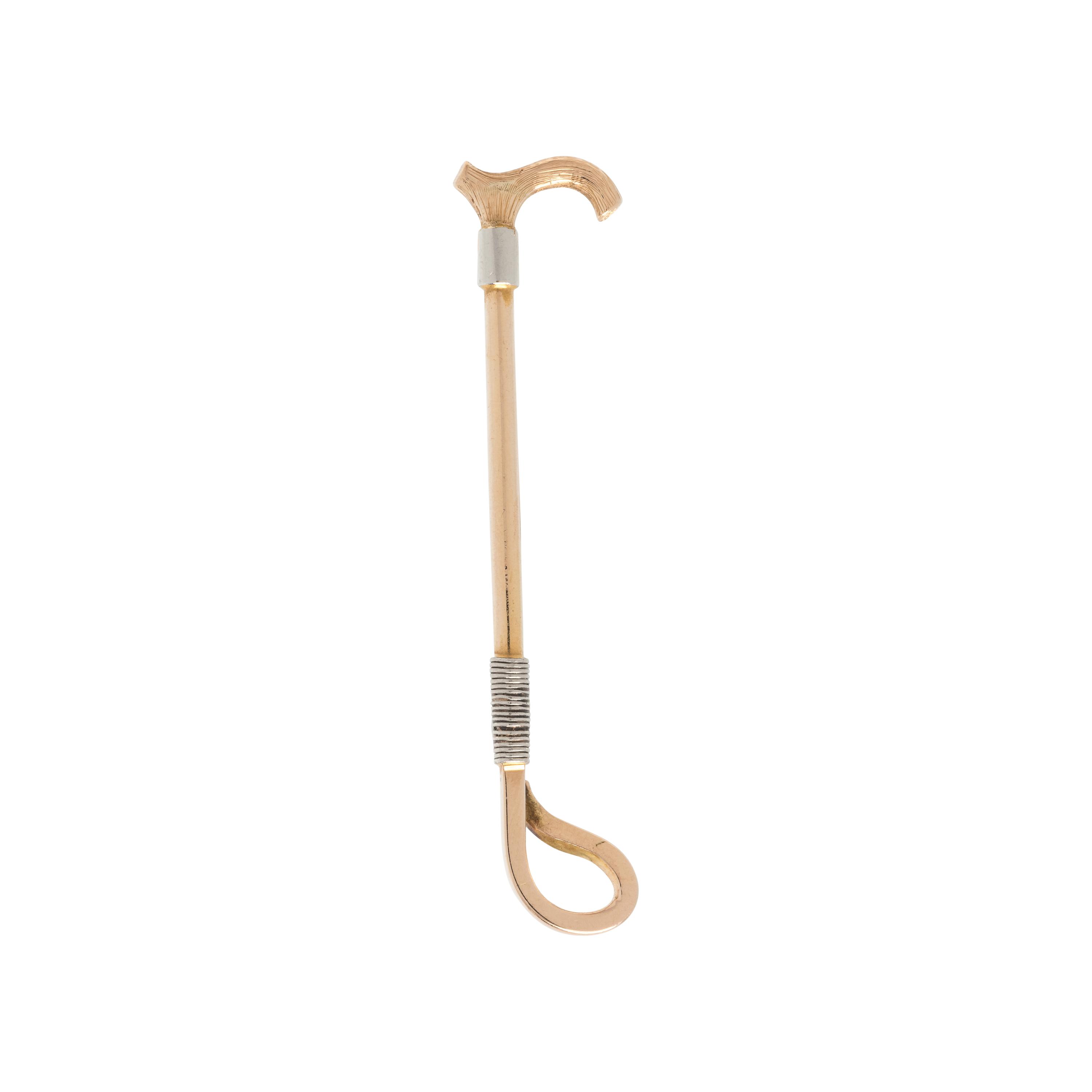 YELLOW GOLD RIDING CROP BROOCH