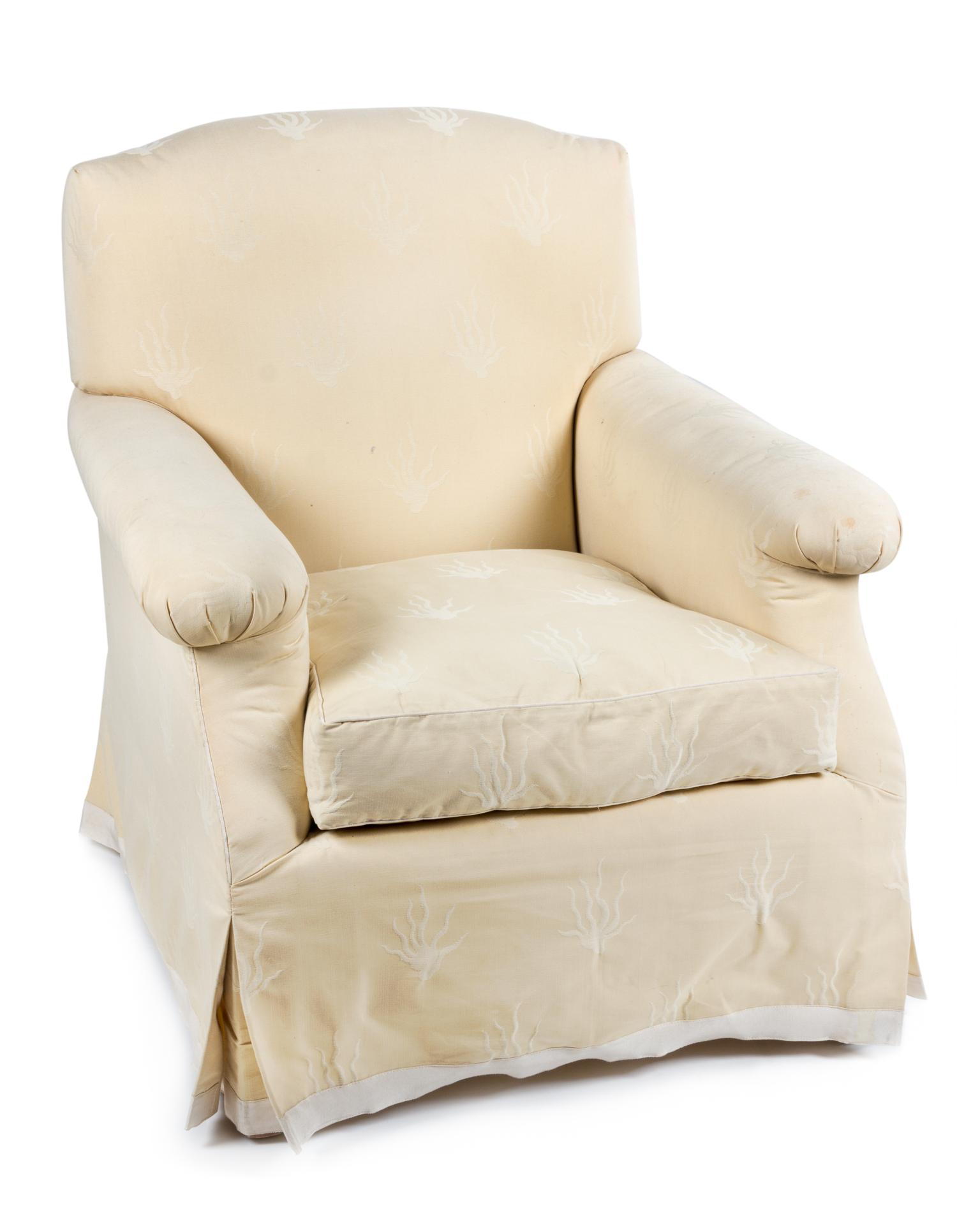 A Yellow Cotton-Upholstered Club Chair Height 33 inches. — 20TH CENTURY