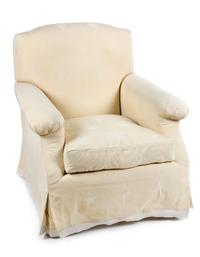 A Yellow Cotton-Upholstered Club Chair Height 33 inches. — 20TH CENTURY