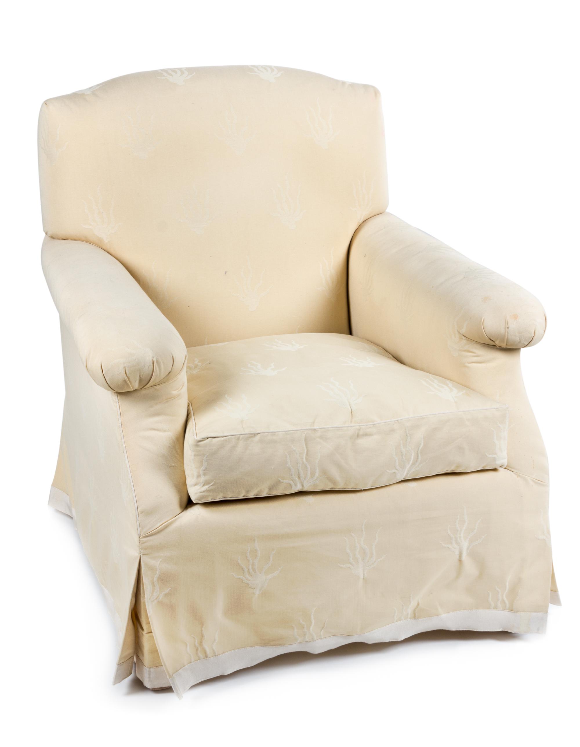 A Yellow Cotton-Upholstered Club Chair Height 33 inches. — 20TH CENTURY