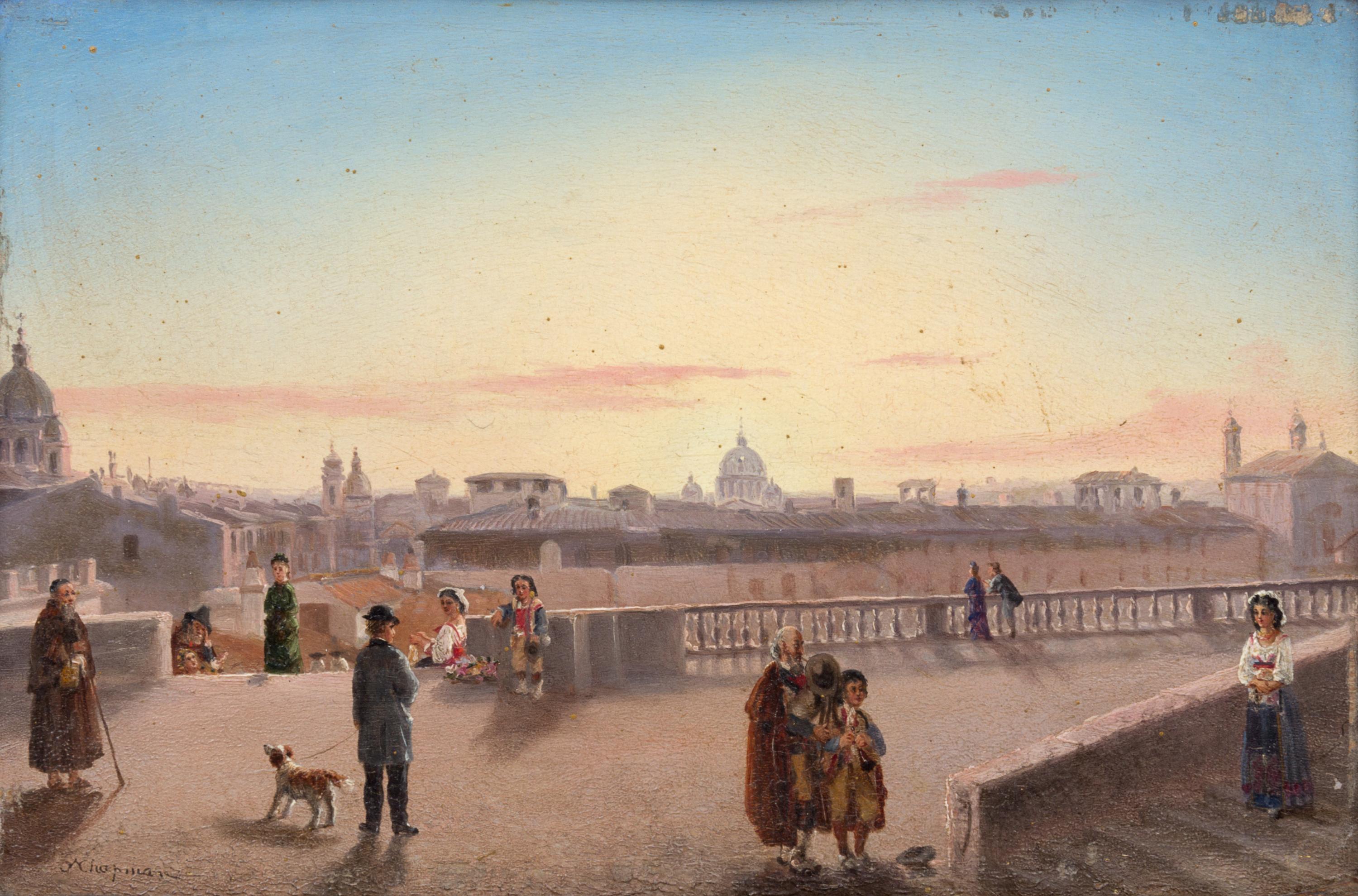 Cityscape of Rome from the Spanish Steps