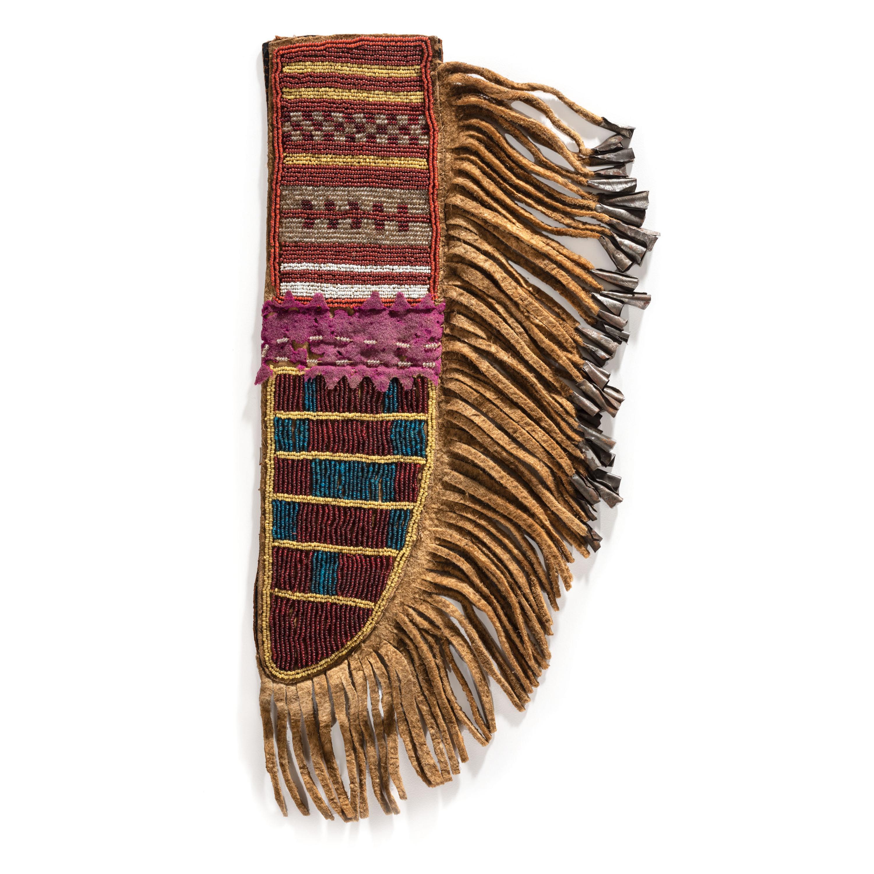 Assiniboine Beaded Buffalo Hide Knife Sheath