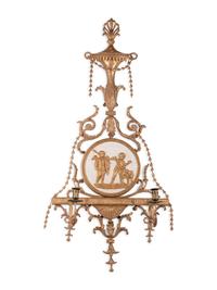 A George III Cream-Painted and Parcel-Gilt Two-Light Wall Appliqué