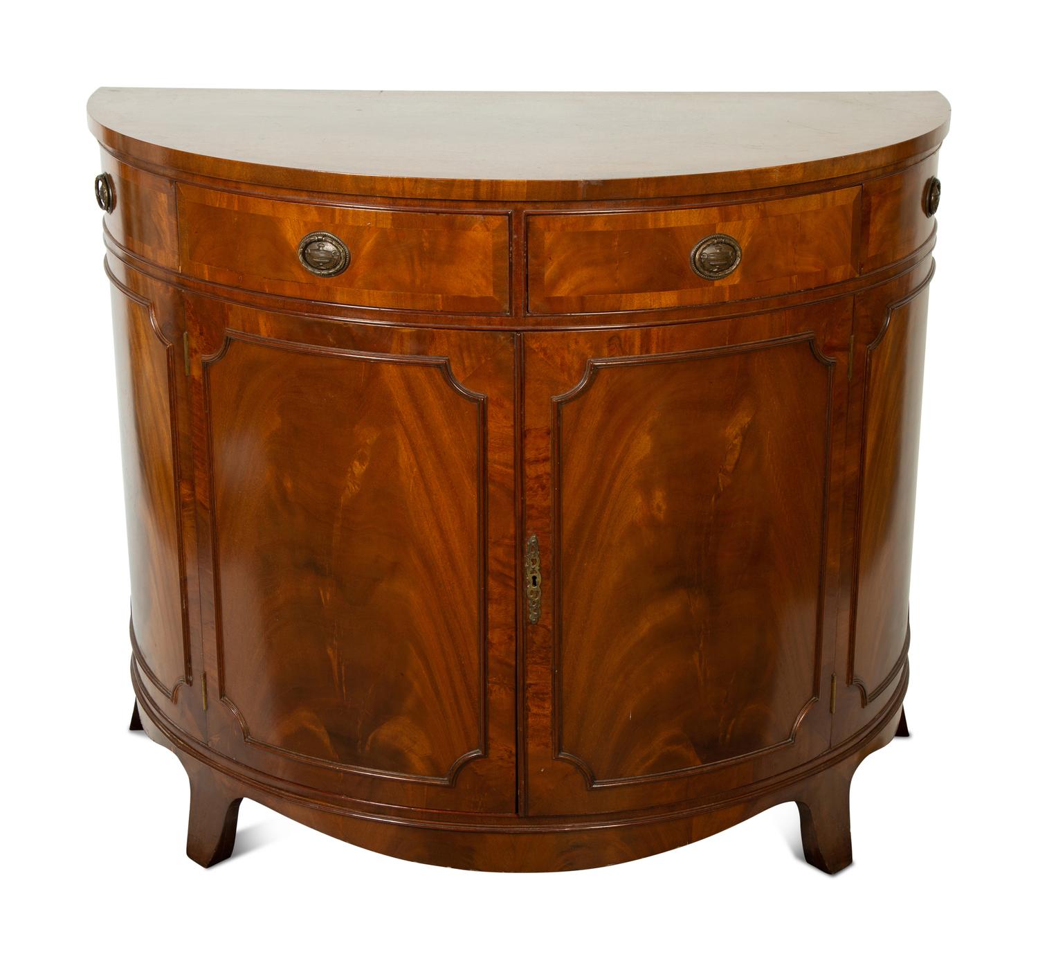 A George III Style Mahogany Demilune Cabinet