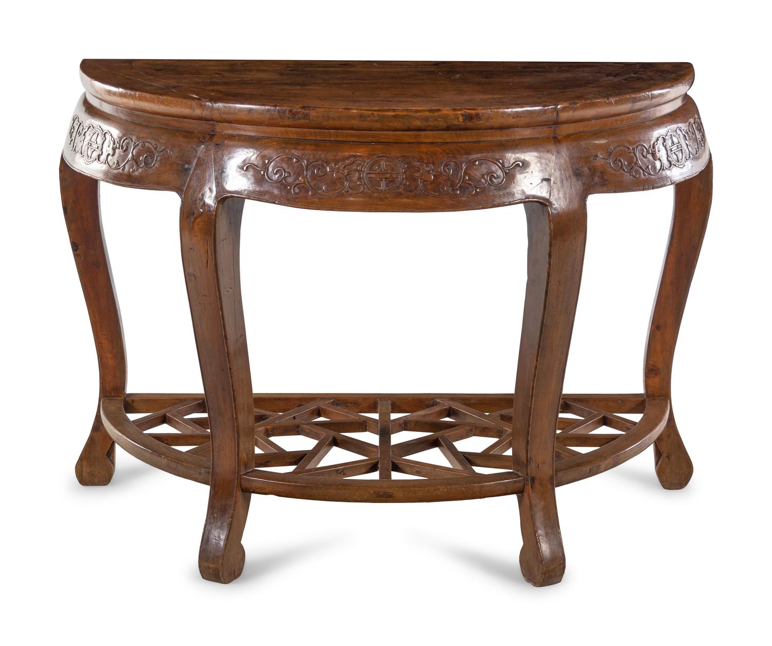 A Chinese Softwood Demi-Lune Table