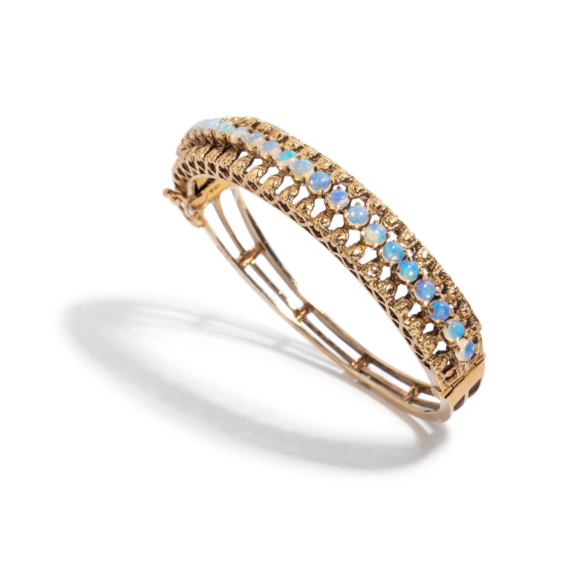 YELLOW GOLD AND OPAL BANGLE BRACELET