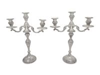 A Pair of American Silver Three-Light Candelabra