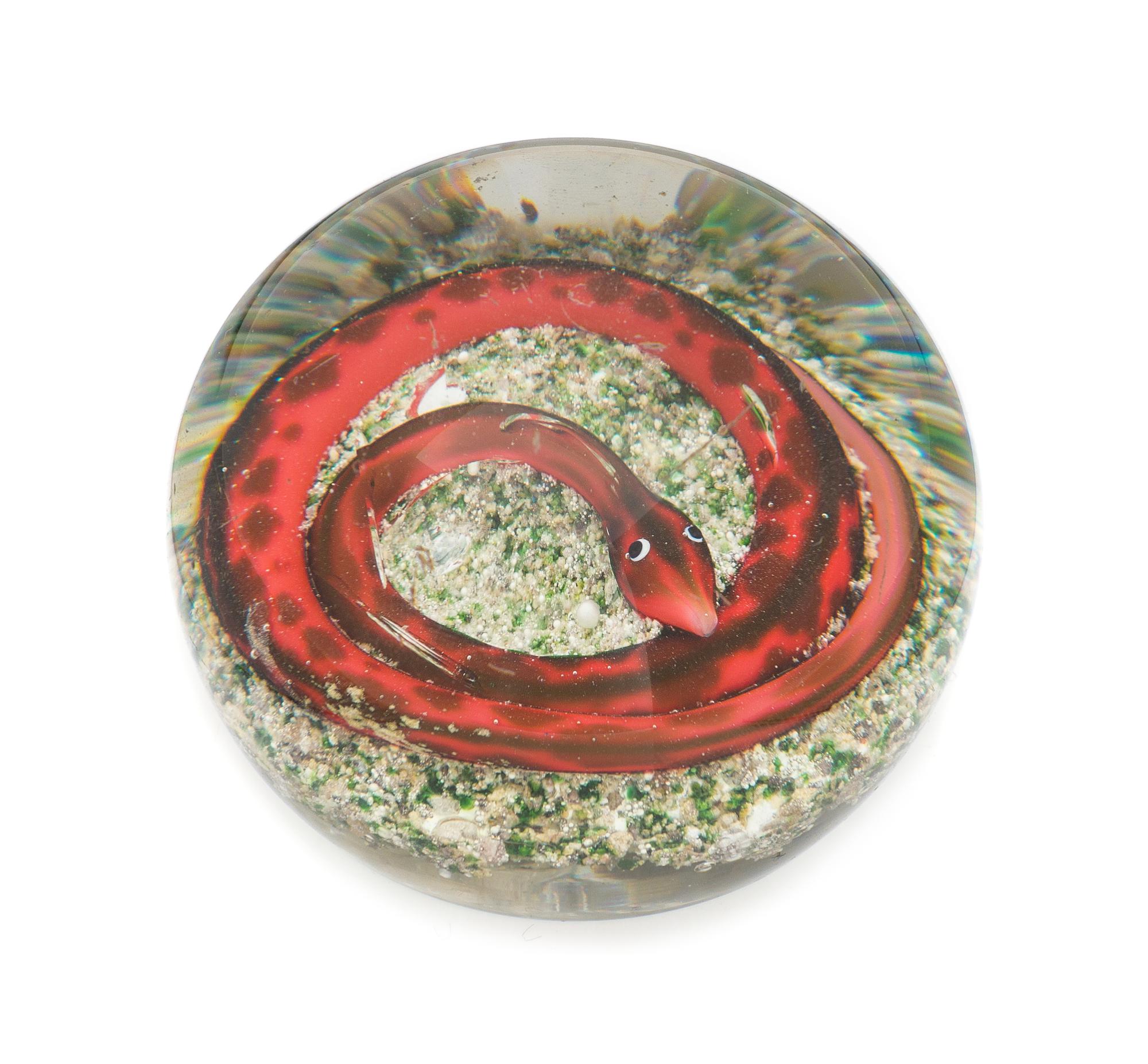 Attributed to Baccarat, , a snake on rock ground paperweight