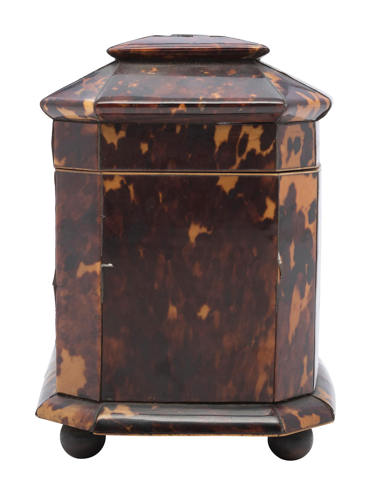 A Georgian Tortoiseshell Tea Caddy
