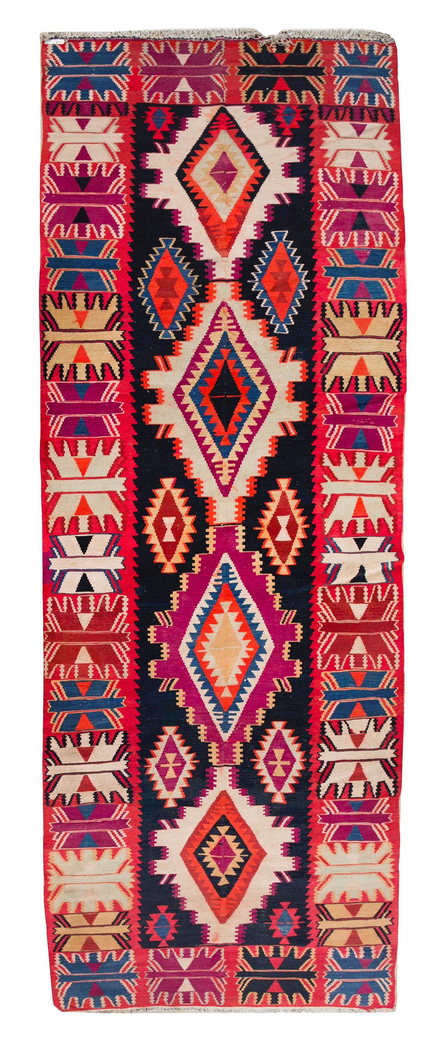 A Kilim Wool Rug 14 feet x 5 feet 3 inches.