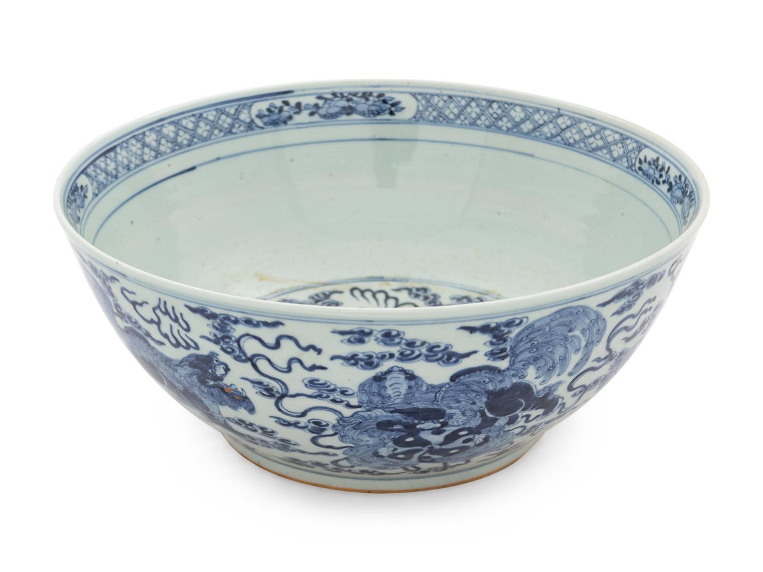 A Chinese Blue and White Porcelain Punchbowl