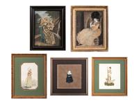 Five Victorian Mixed Media Dressed Pictures