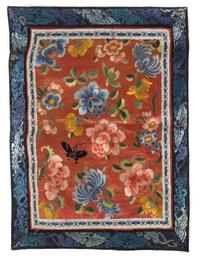 Six Chinese Embroidered Silk Panels Length of largest 26 5/8 inches.