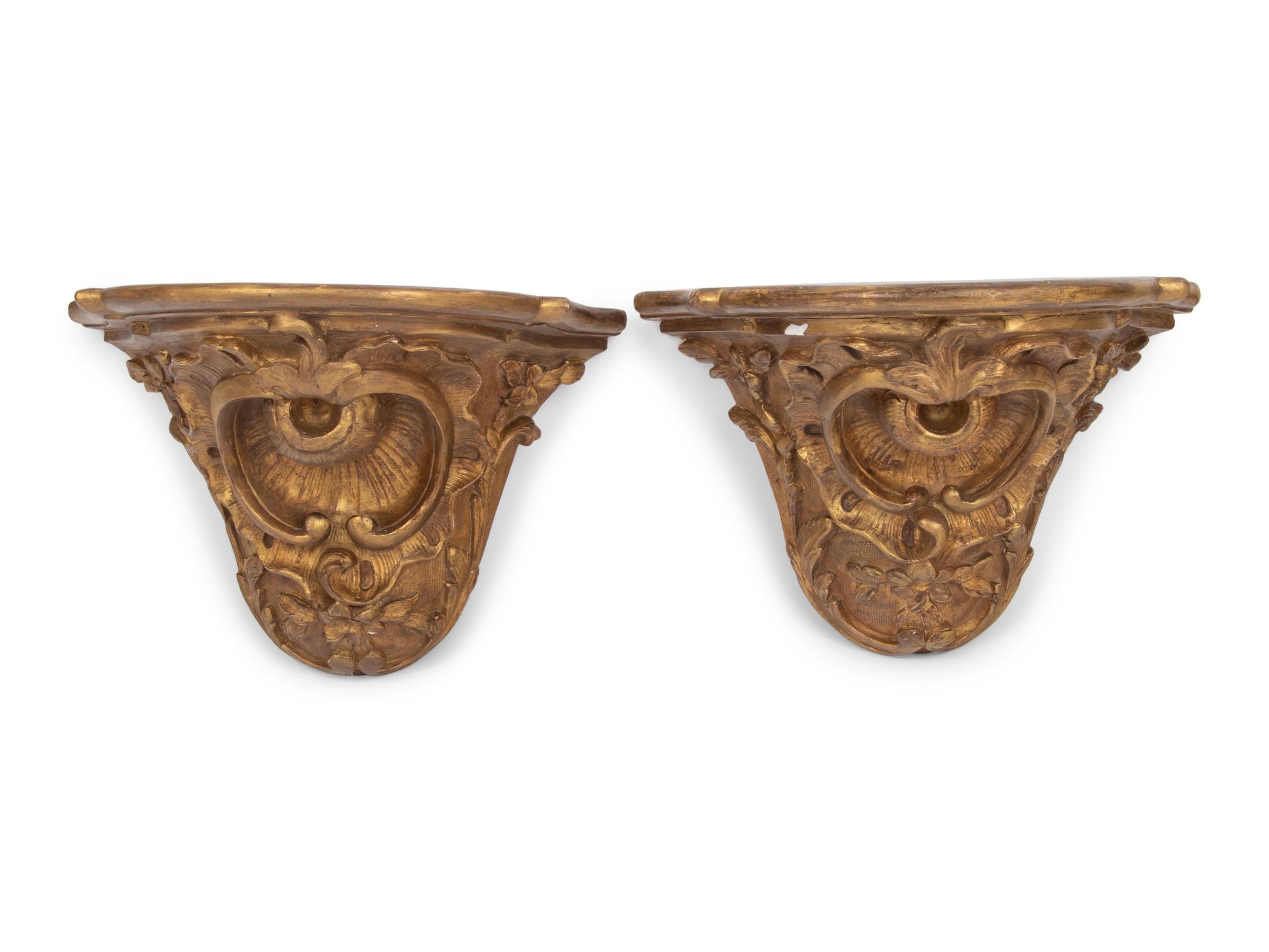 A Pair of Continental Giltwood Brackets