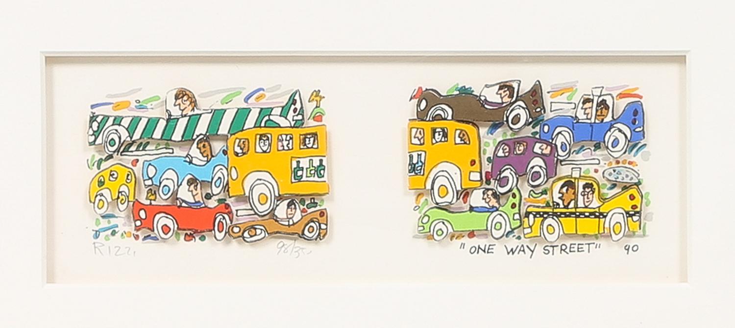 James Rizzi, (American, 1950-2011), One Way Street