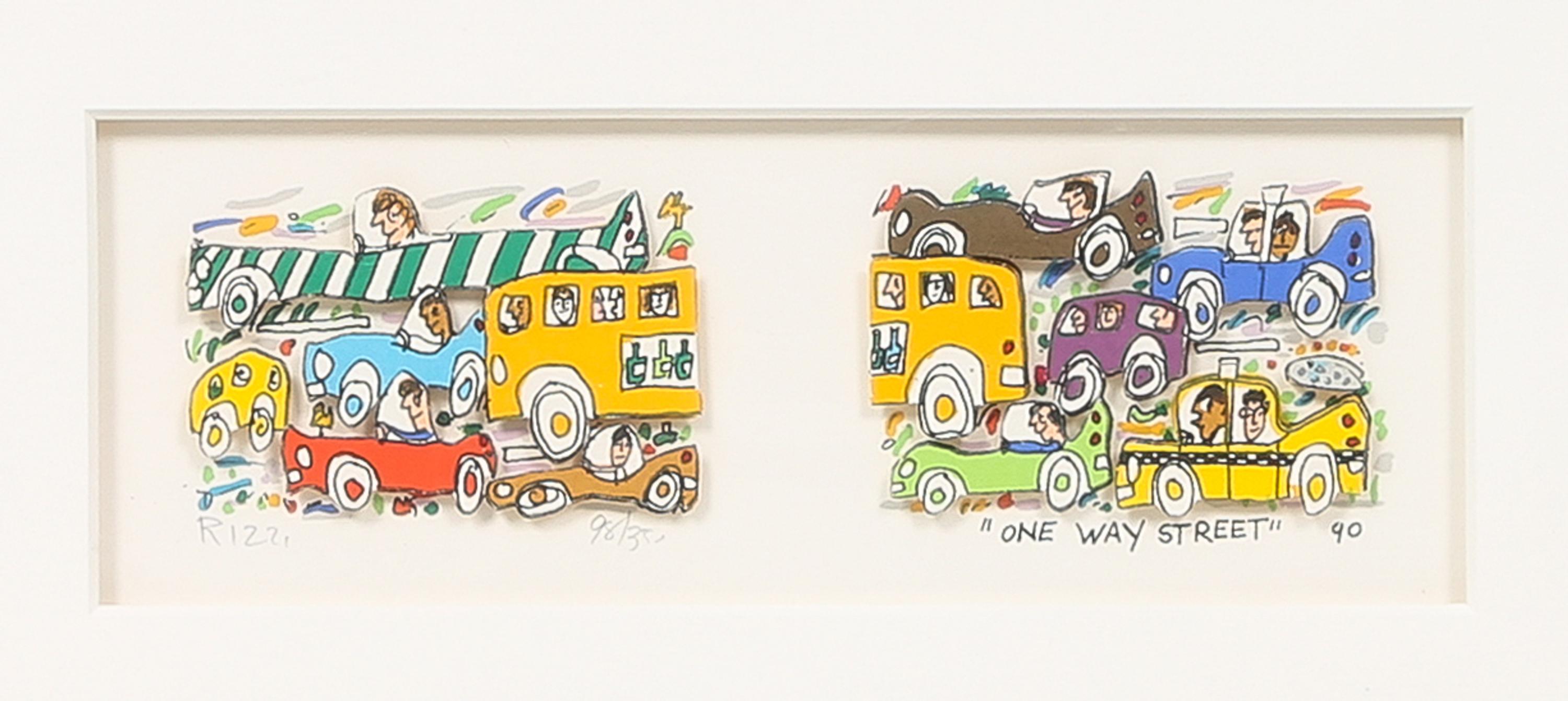 James Rizzi, (American, 1950-2011), One Way Street