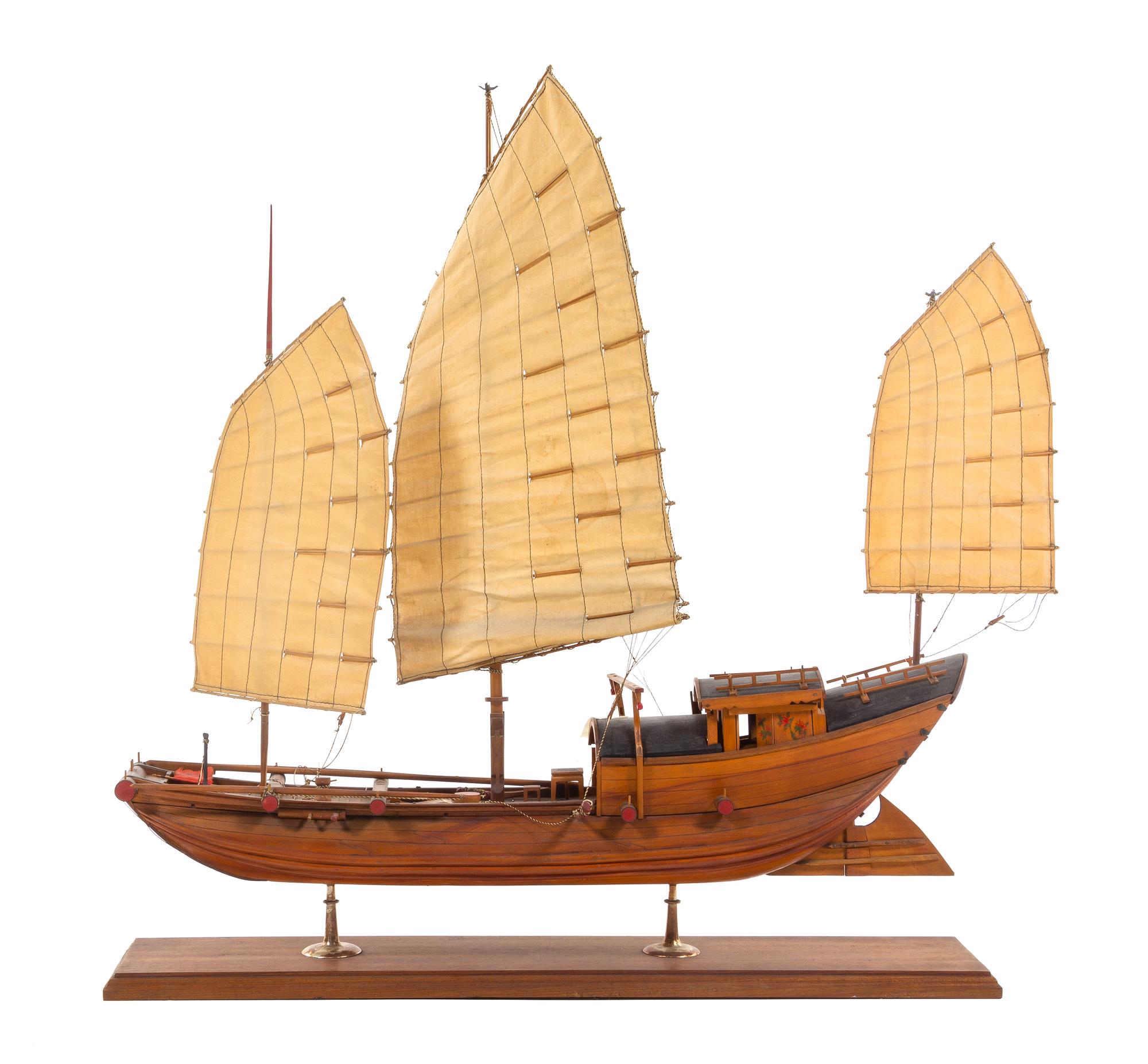 A Model of a Chinese River Junk Height 29 x length of base 28 inches.