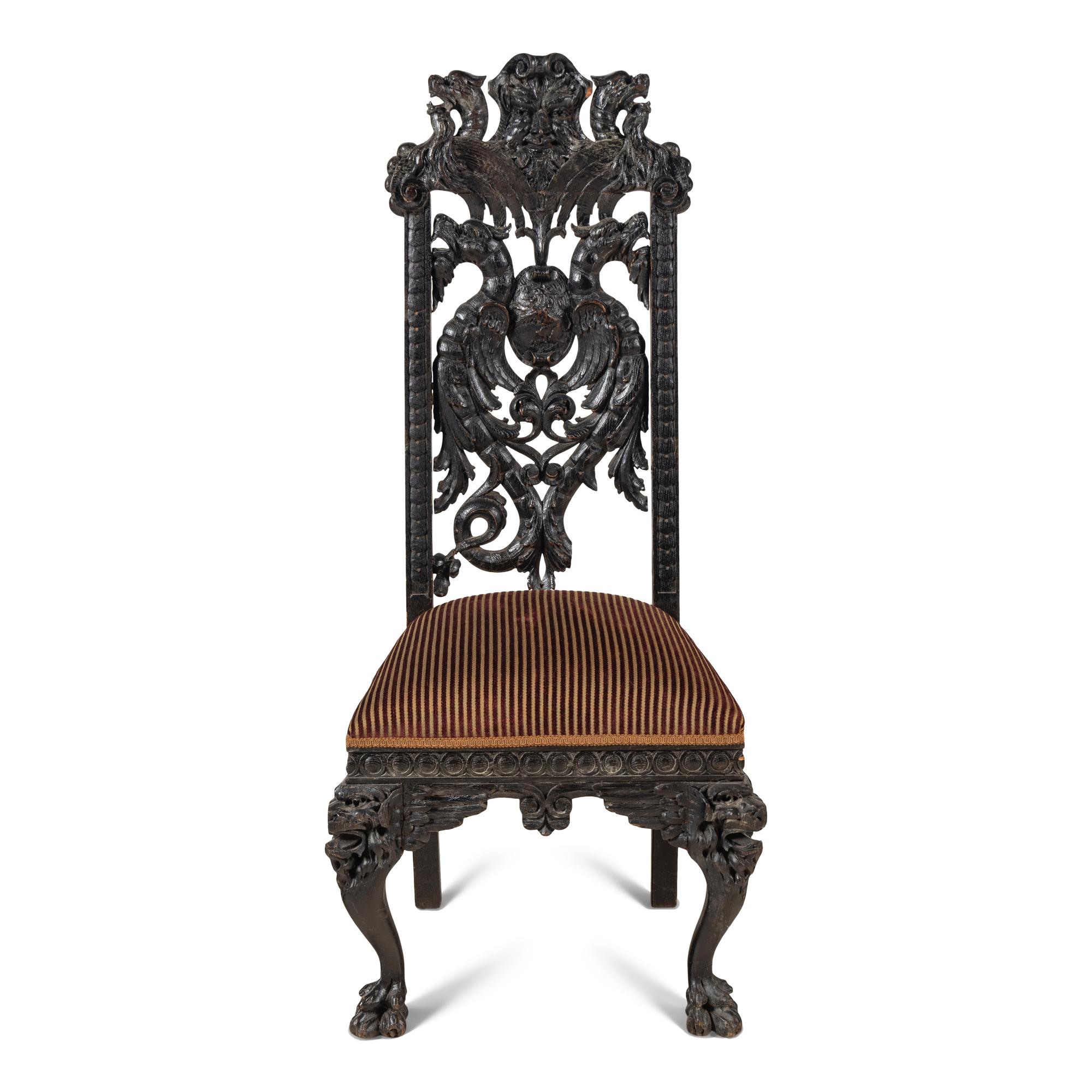 A Renaissance Revival Carved Oak Chair