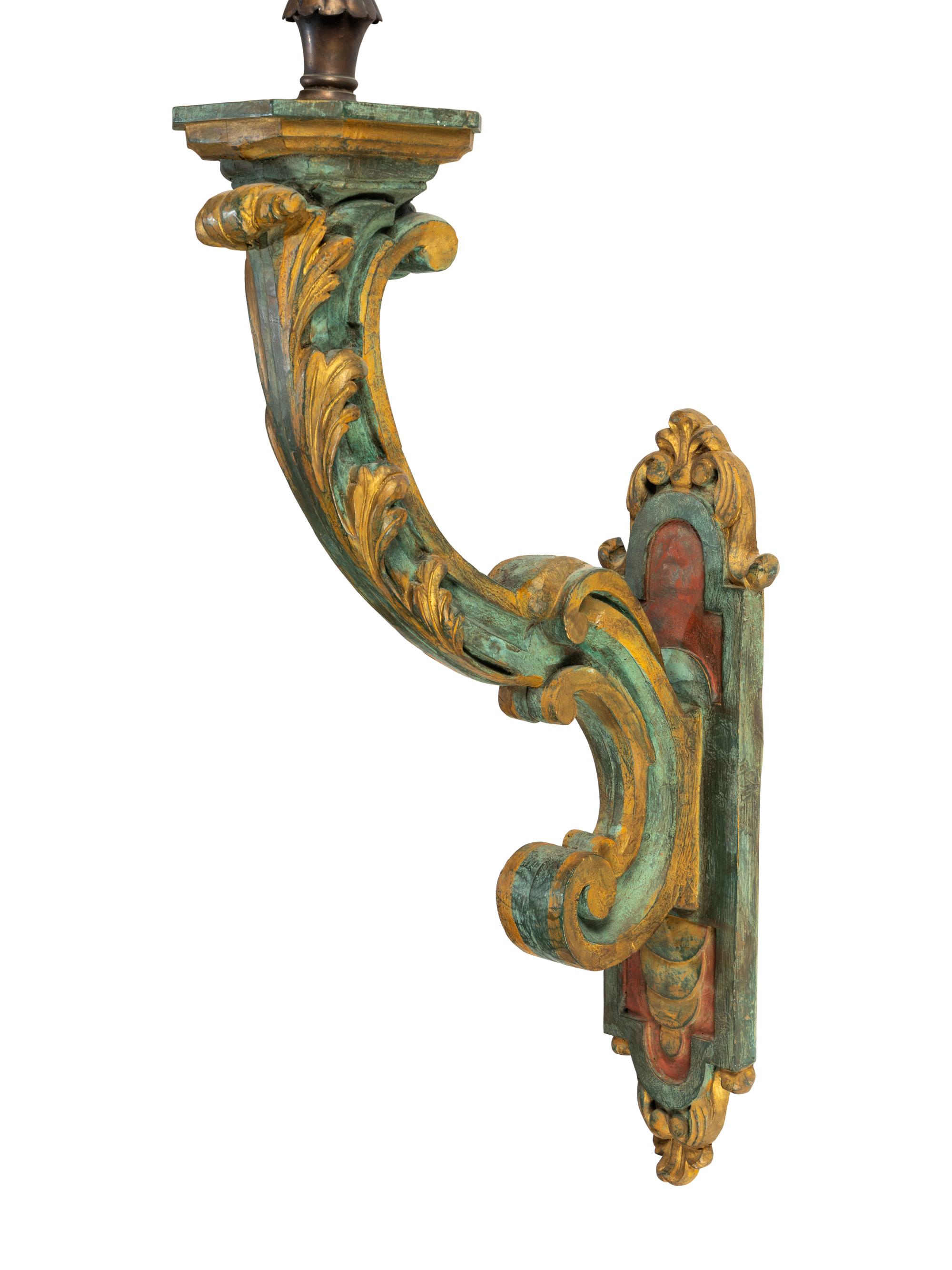 A Pair of Italian Polychrome Painted Sconces