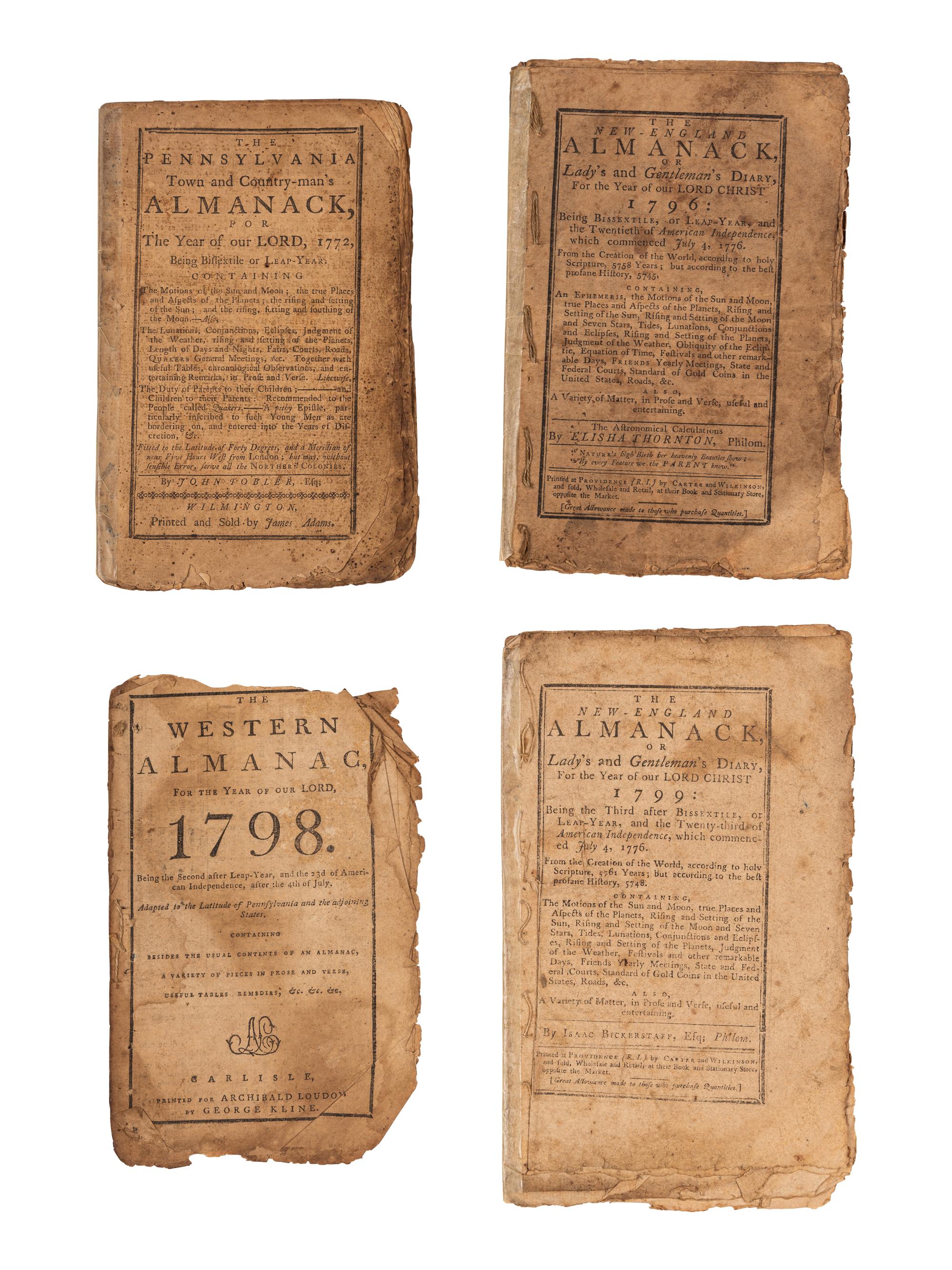 [ALMANACS - CARLISLE, PROVIDENCE, WILMINGTON]. A group of 4 almanacs published Carlisle, Providence and Wilmington by various printers, comprising: