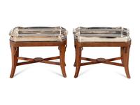 A Pair of English Silver-Plate Trays on Stands