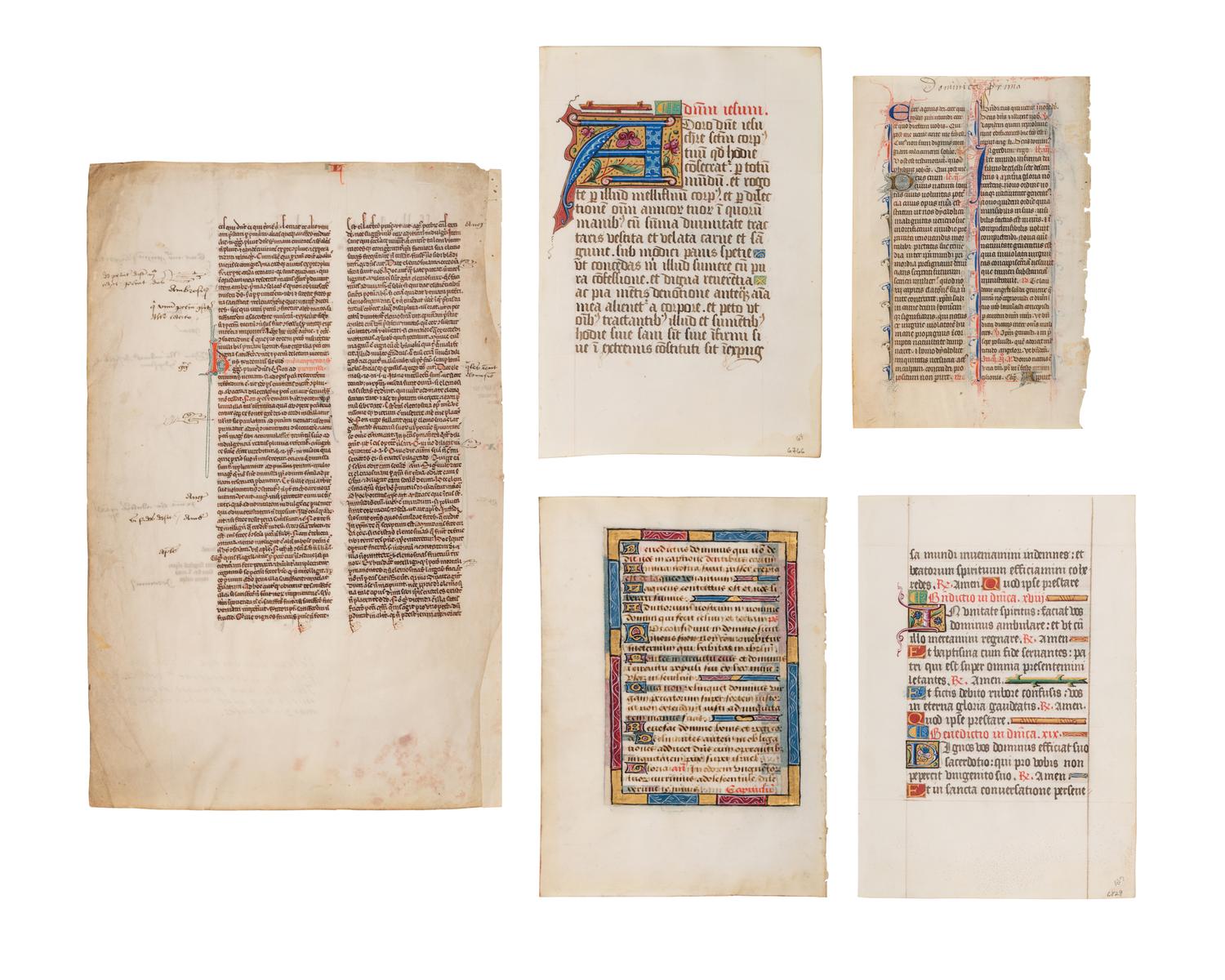 5 remarkable leaves illuminated from the late 13th to the late 15th century in France and England.