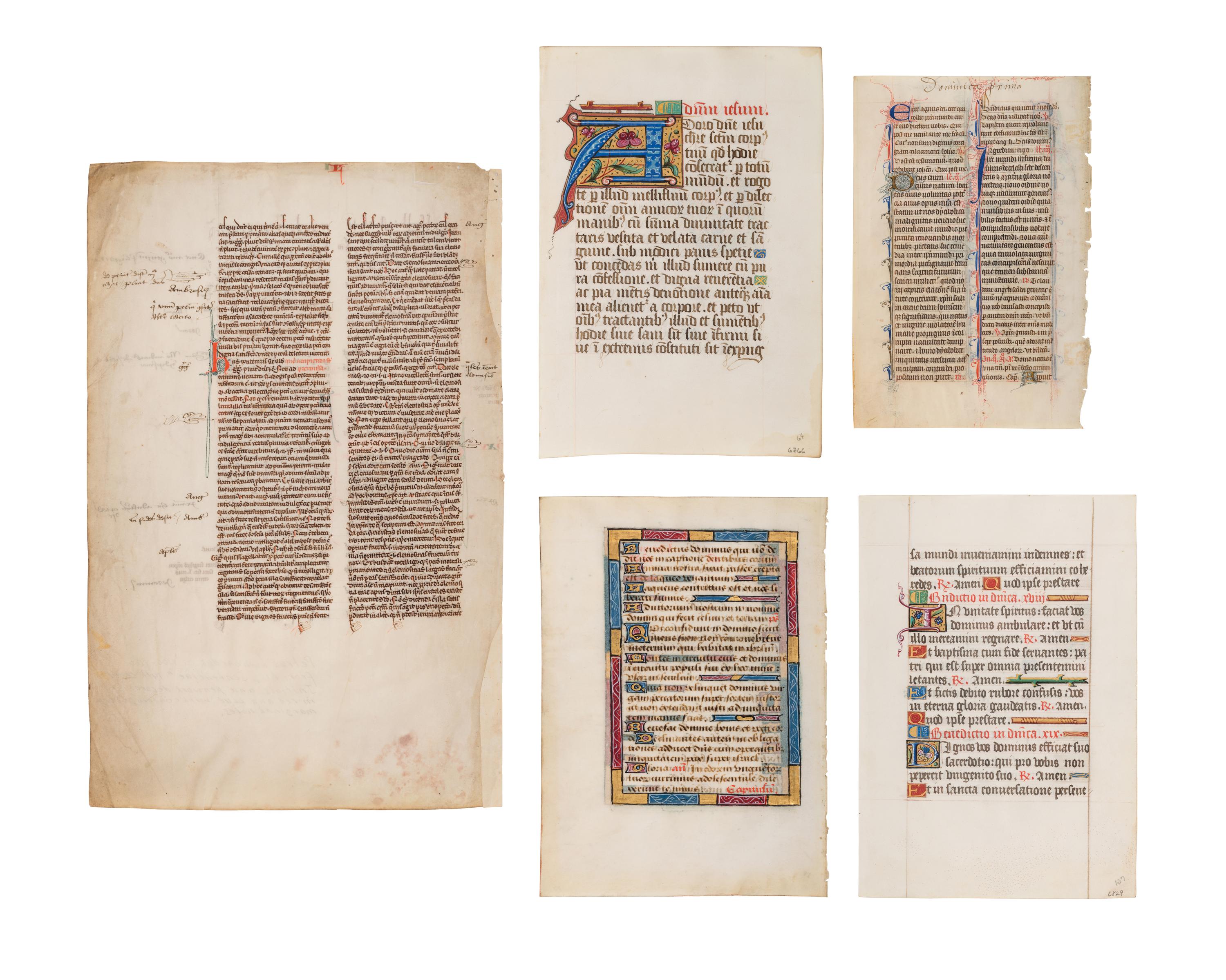 5 remarkable leaves illuminated from the late 13th to the late 15th century in France and England.