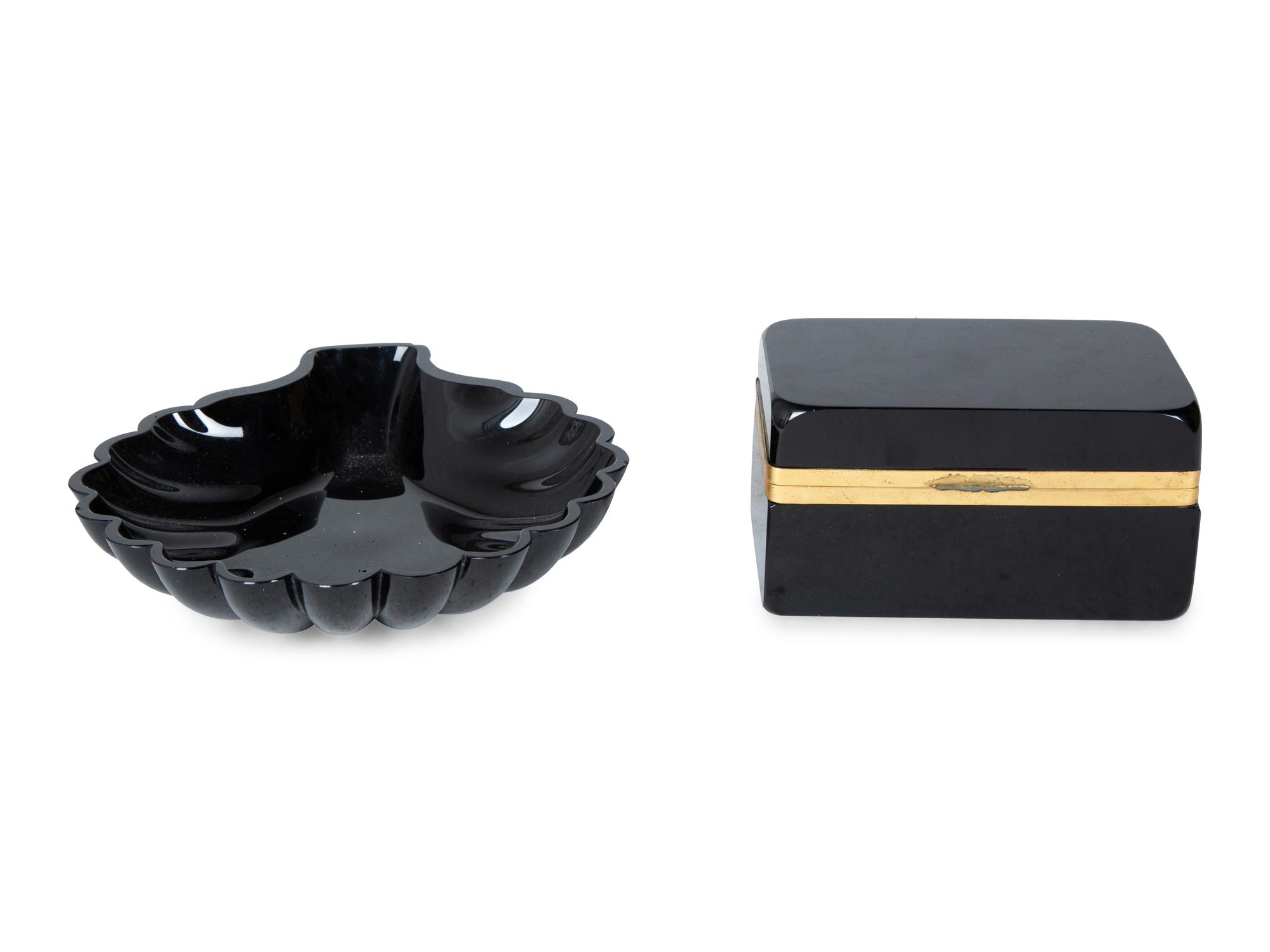 Two French Black Glass Articles — 20TH CENTURY