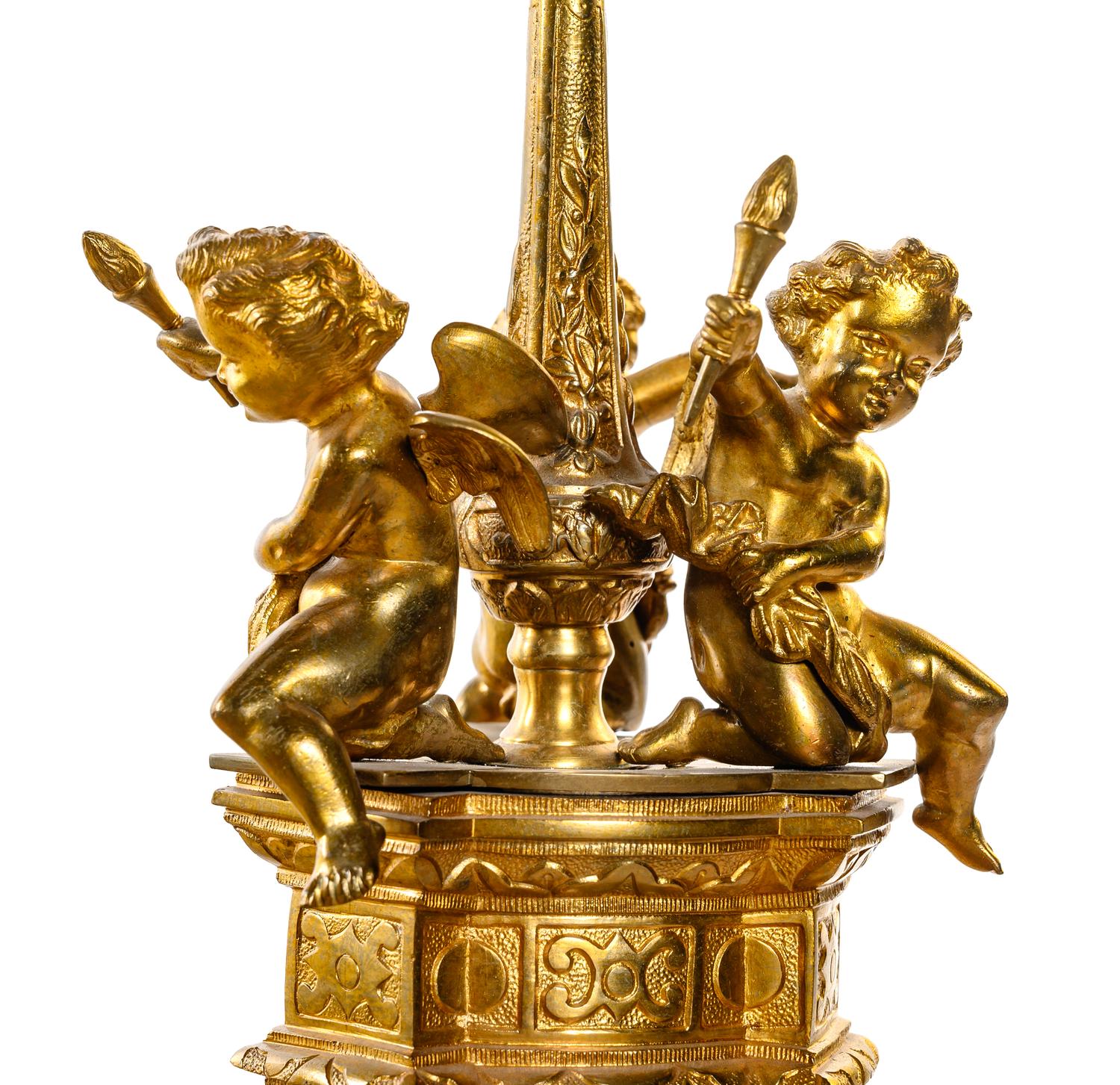 A French Gilt Bronze Three-Light Chandelier