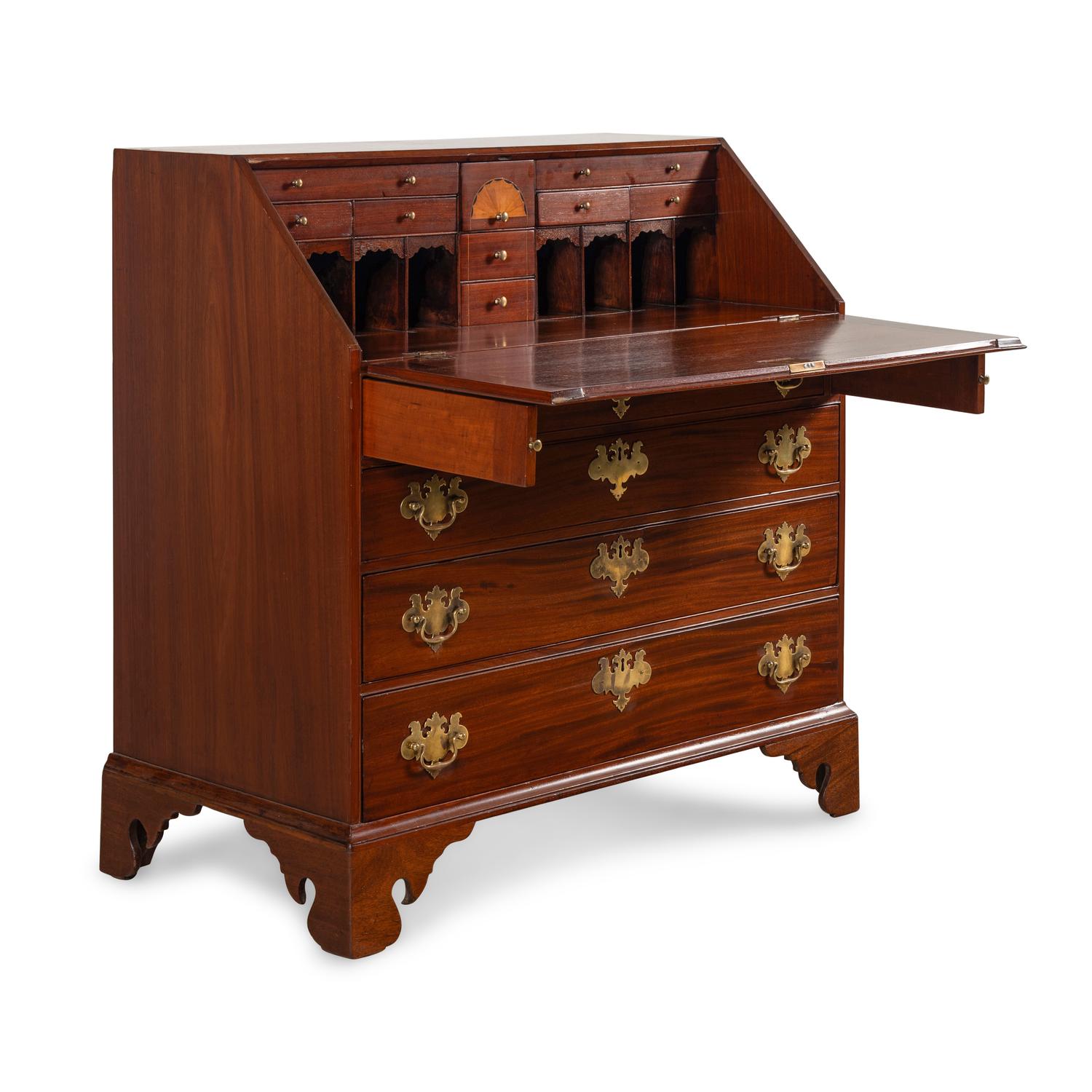 A Chippendale Walnut Slant-Front Bureau