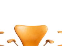 Four Cognac Leather Dining Chairs, model 3207 Fritz Hansen, Denmark