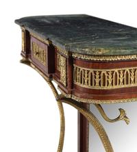 An Empire Style Gilt Metal Mounted Mahogany Marble-Top Pier Table