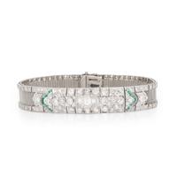 Art Deco, Diamond, Emerald, and Platinum Bracelet
