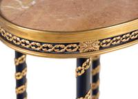A Pair of Louis XVI Style Gilt Bronze Mounted Marble-Top Side Tables in the Style of Adam Weisweiler