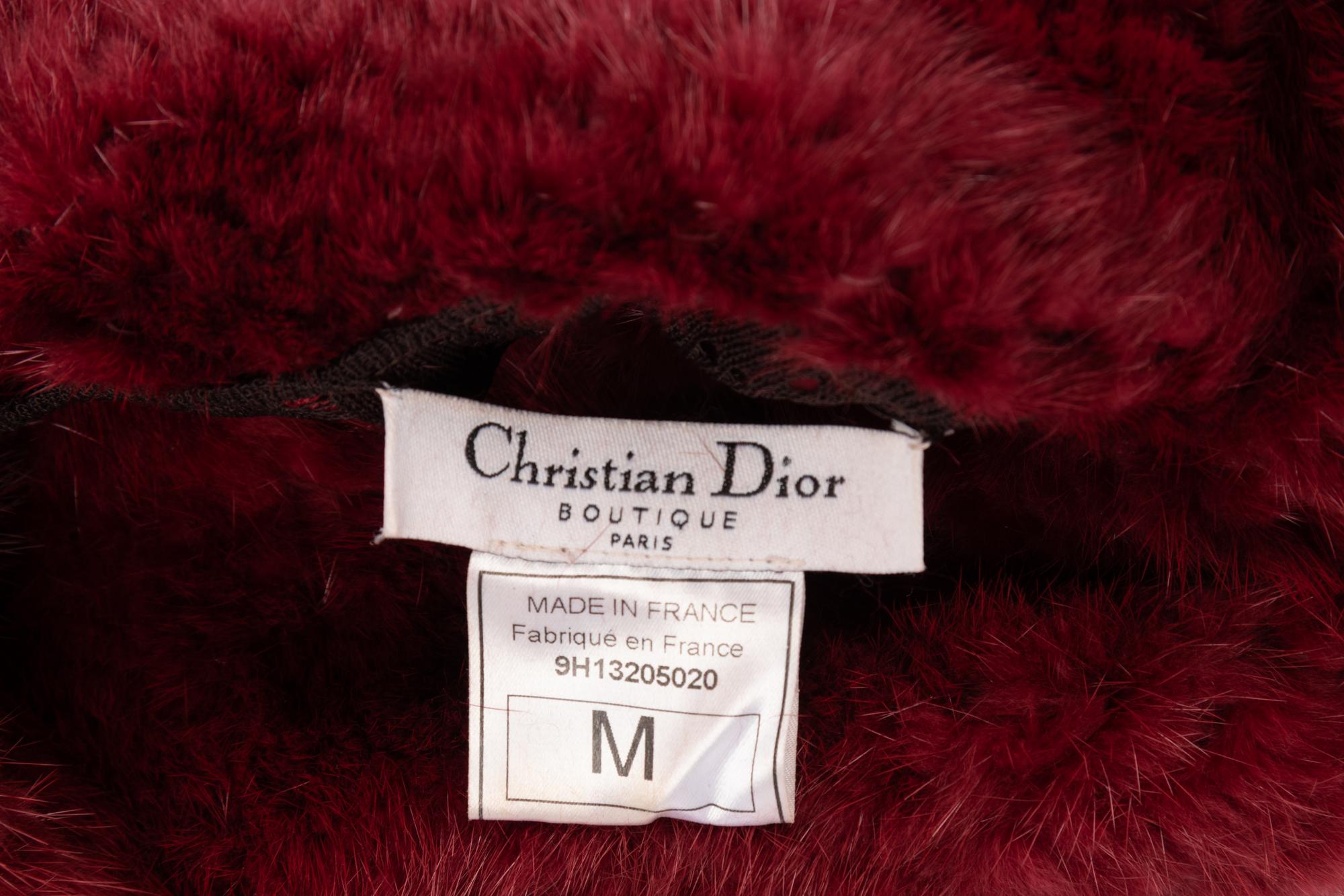 Christian Dior Red Mink Knit Top, 2000s