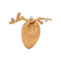 YELLOW GOLD AND DIAMOND PINECONE BROOCH