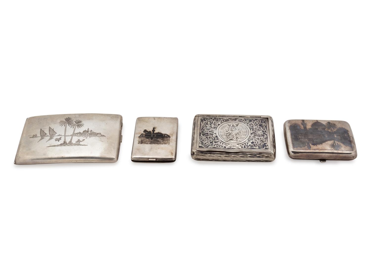 Four Silver and Silver-Plate Cigarette Cases