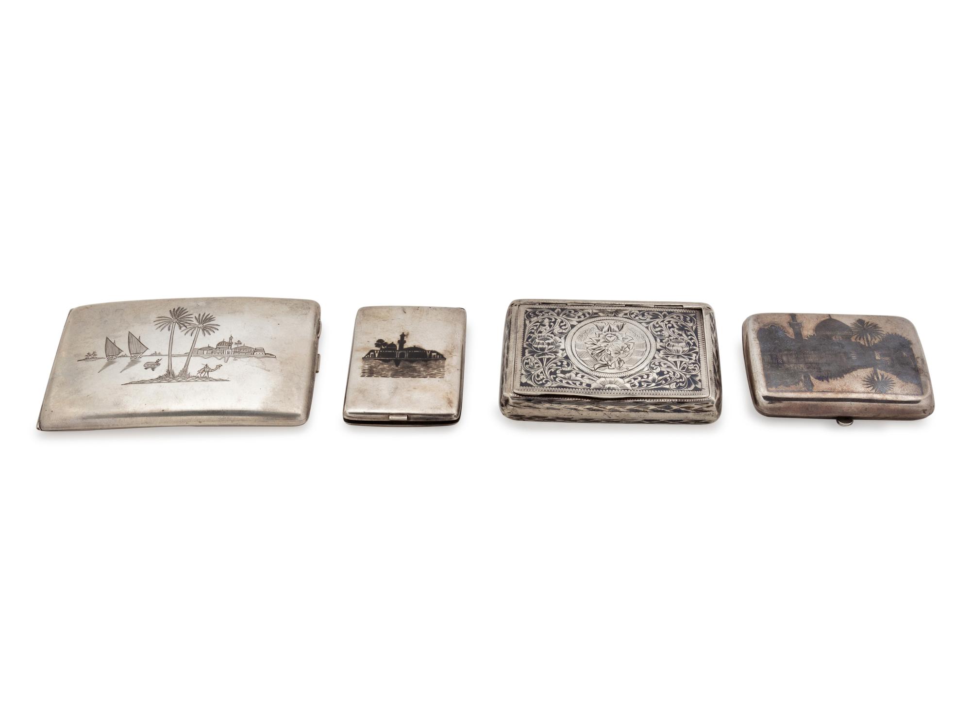 Four Silver and Silver-Plate Cigarette Cases