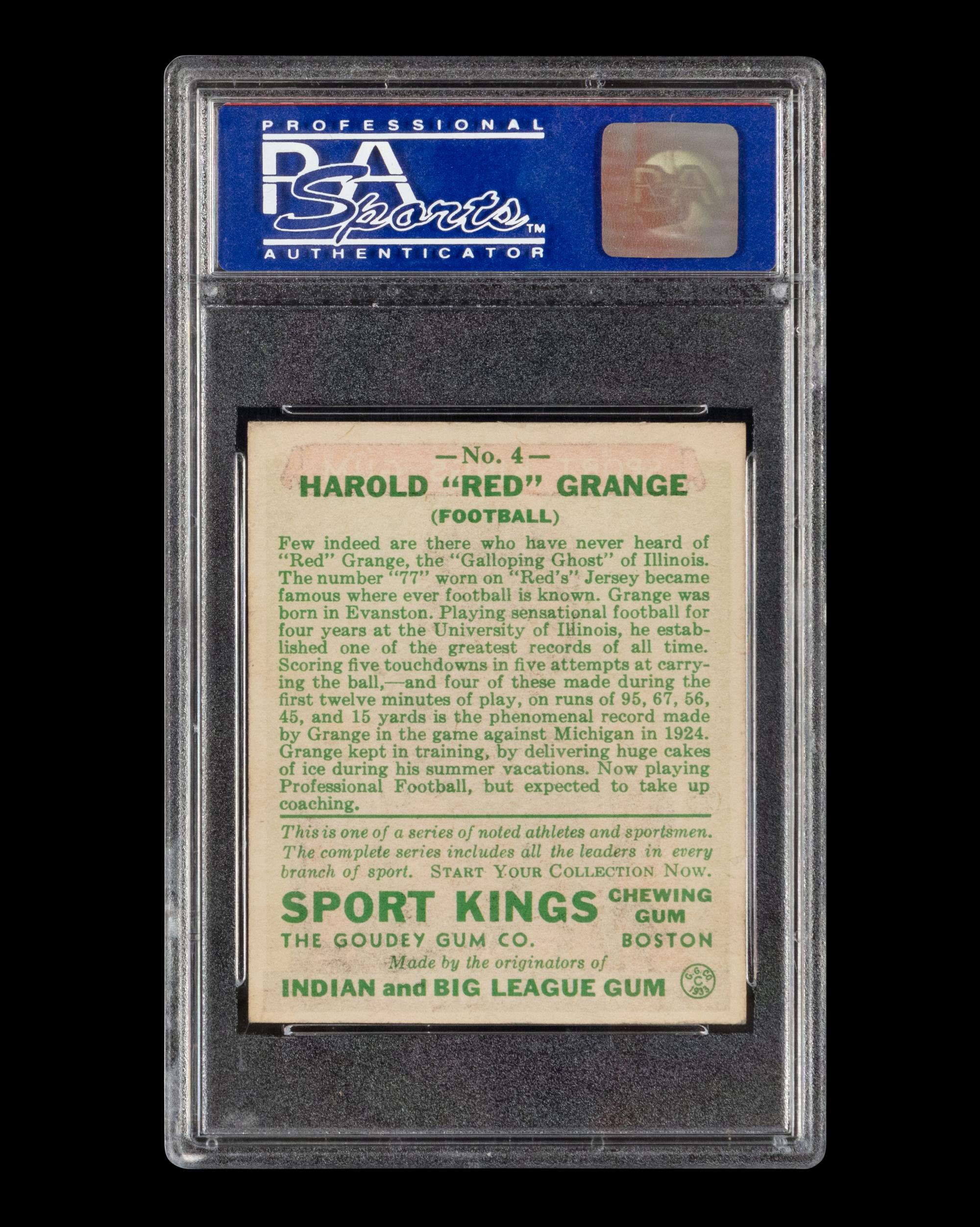 A 1933 Sport Kings Red Grange Football Card No. 4 (PSA 5 EX)