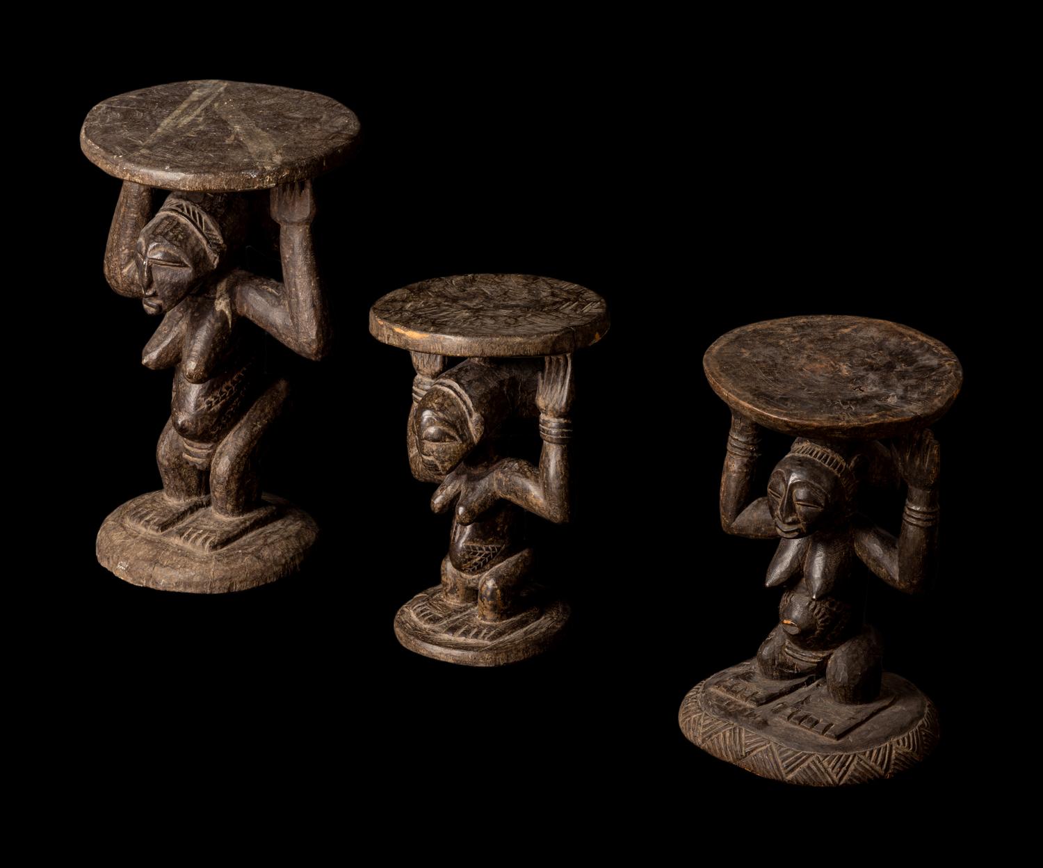 Three Hemba Wood Stools