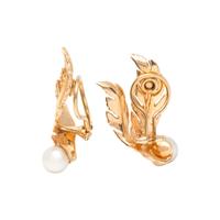 BICOLOR GOLD BRACELET AND YELLOW GOLD AND CULTURED PEARL EARRINGS